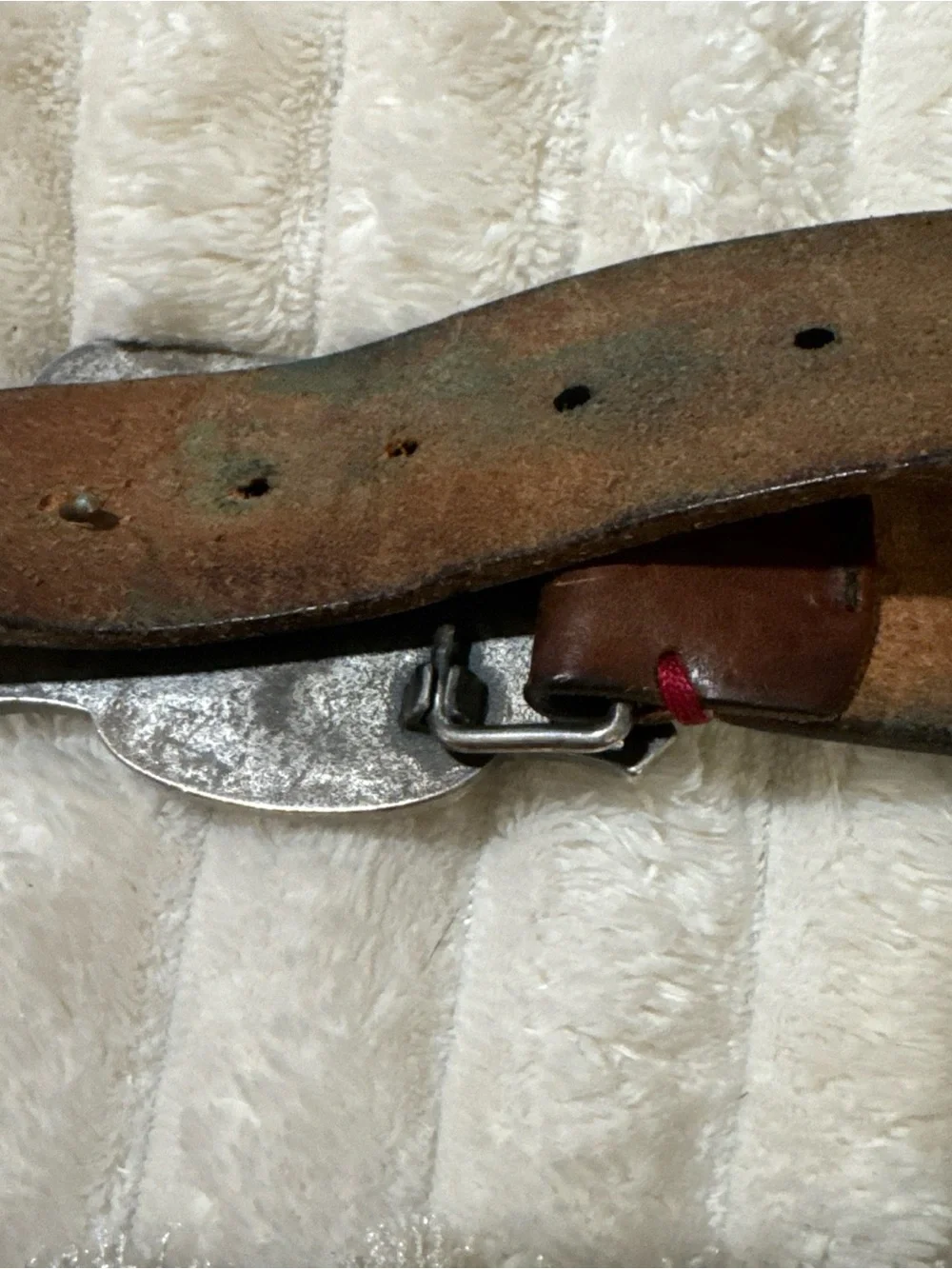 Lucky Brand Brown Leather Belt with Orange and Silver Buckle